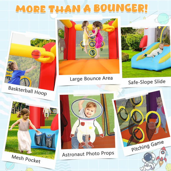 Hüpfburg Springburg für Kinder mit Rutsche 270 x 180 cm mit Gebläse Party Feier