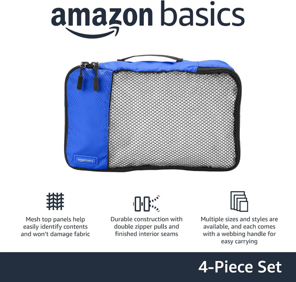 Amazon Basics 4 Stück Kleine Reisetaschen Outdoor Sport Reißverschluss Blau