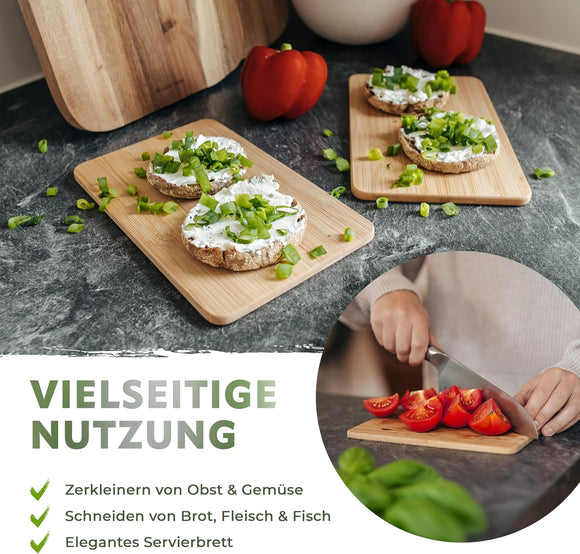 Exitoso Bambus Schneidebrett 6er Set Frühstücksbrett Holz Küchenbrett 22x14 cm
