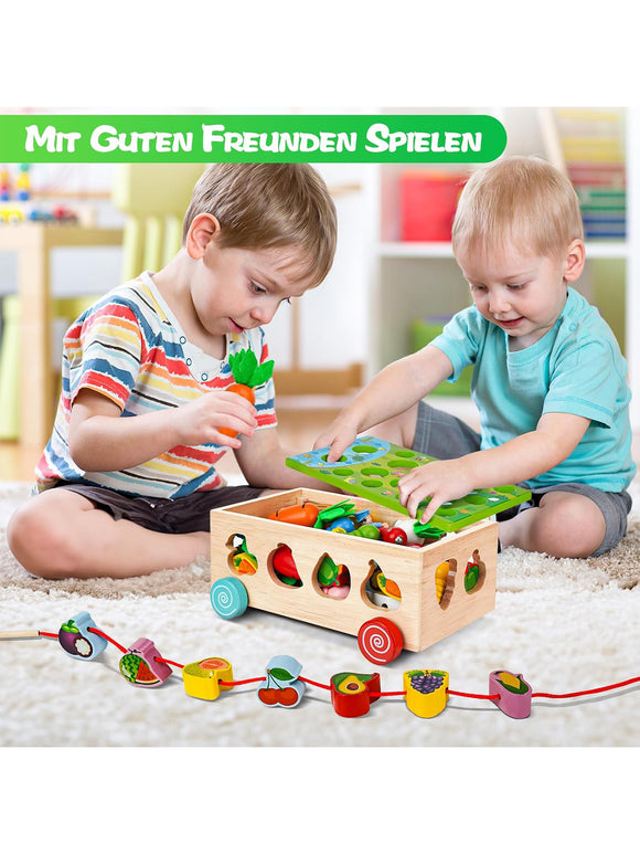 Montessori Lern-Spielzeug Koordination Kinder Baby 8-in-1 Holzspielzeug Bauernhof
