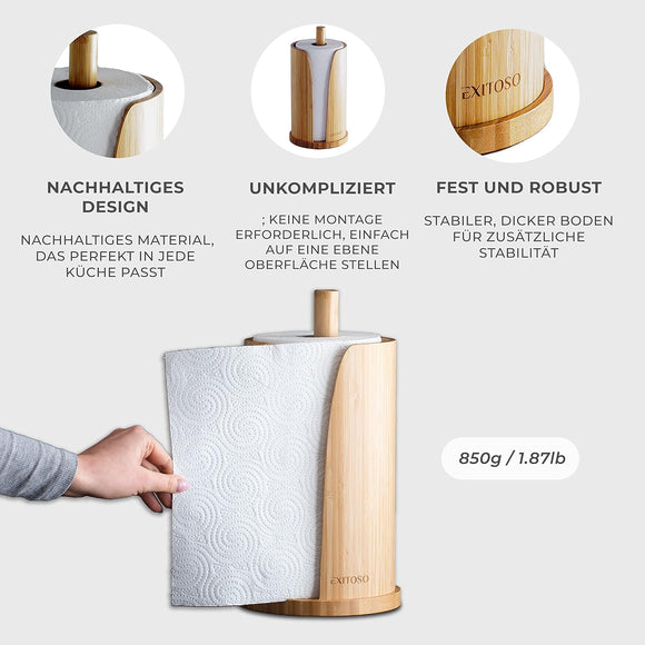 Exitoso Küchenrollenhalter Stehend Bambus Küchenpapier Rollenhalter