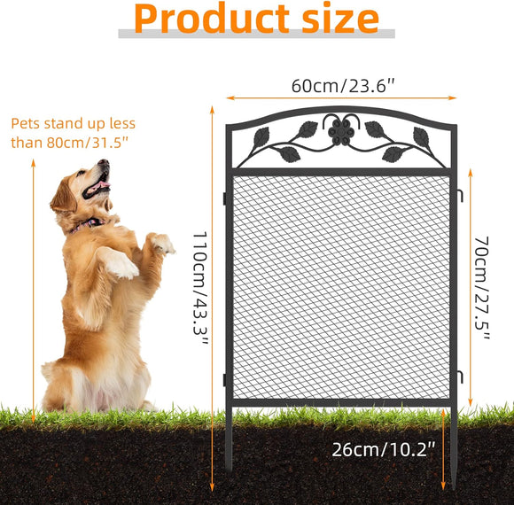 XXL Beetzaun aus Metall 5-teilig Gartenzaun Beetumrandung 110cm hoch Schwarz