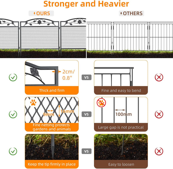 XXL Beetzaun aus Metall 5-teilig Gartenzaun Beetumrandung 80x80 cm hoch Schwarz