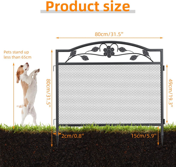 XXL Beetzaun aus Metall 5-teilig Gartenzaun Beetumrandung 80x80 cm hoch Schwarz