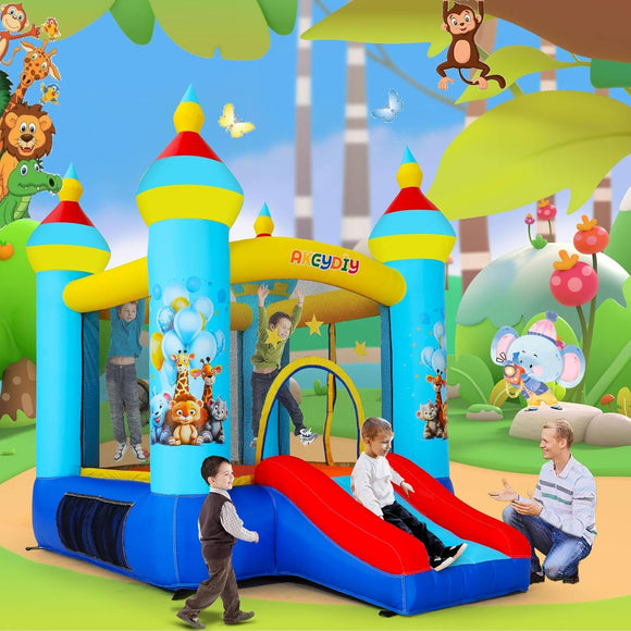 Hüpfburg Springburg für Kinder mit Rutsche 270 x 200 cm mit Gebläse Party Feier