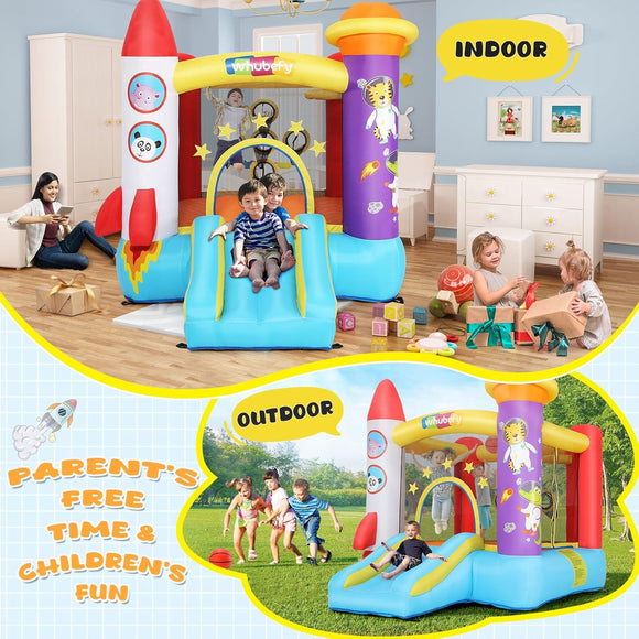 Hüpfburg Springburg für Kinder mit Rutsche 270 x 180 cm mit Gebläse Party Feier