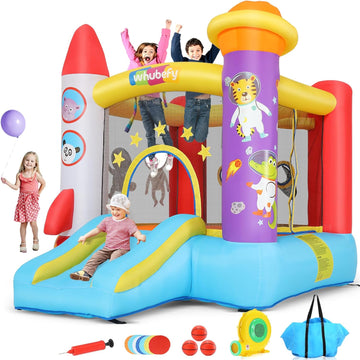 Hüpfburg Springburg für Kinder mit Rutsche 270 x 180 cm mit Gebläse Party Feier