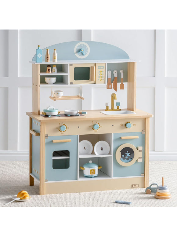 ROBUD Kinderküche Spielküchenset aus Holz für Kinder mit viel Zubehör