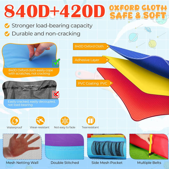 Hüpfburg Springburg für Kinder mit Rutsche 270 x 180 cm mit Gebläse Party Feier