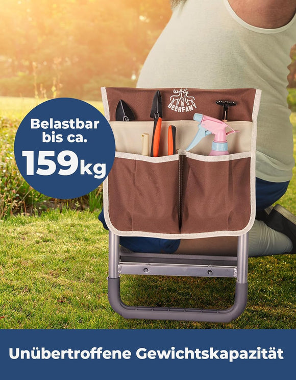 Kniebank für Gartenarbeit klappbar Gartenhocker bis 159kg Kniepolster 2 Taschen