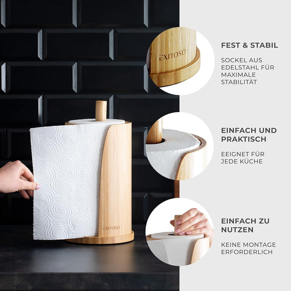 Exitoso Küchenrollenhalter Stehend Bambus Küchenpapier Rollenhalter