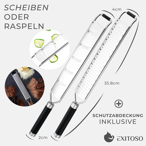 Exitoso Zester Reibe Zitronenreibe 2er Set Muskat Schoko Raspel Parmesan Hobel