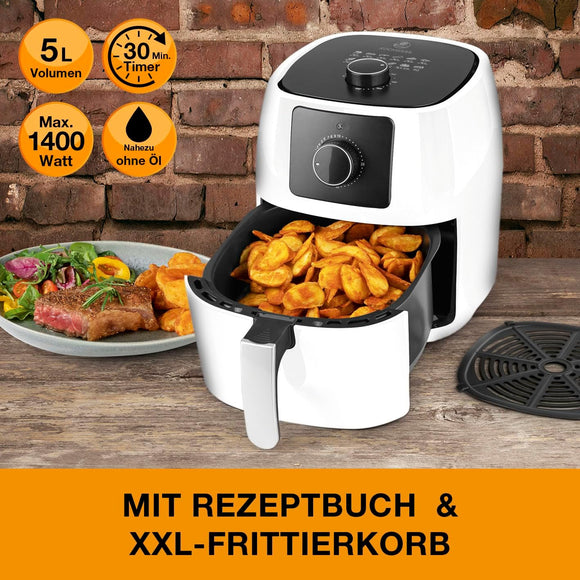 KOCHWERK Digitale Heißluftfritteuse 5L Grillen Backen & Erhitzen mit Timer 1400W