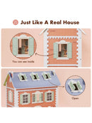 ROBUD 3 in 1 Puppenhaus aus Holz für Kinder mit Zubehör Möbel Geschenk-11