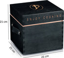 DeWok Transportbox Single Set Box Transportkiste Holz Leder schwarz 21x21x21 cm-5