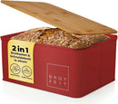 Lumaland Brotkasten Metall mit Bambusdeckel als Schneidbrett Brot Dose Box-3
