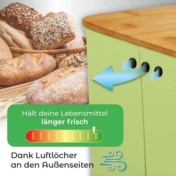 Lumaland Brotkasten Metall mit Bambusdeckel