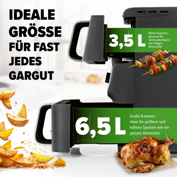 GOURMETmaxx Heißluftfritteuse Doppelkammer 10L
