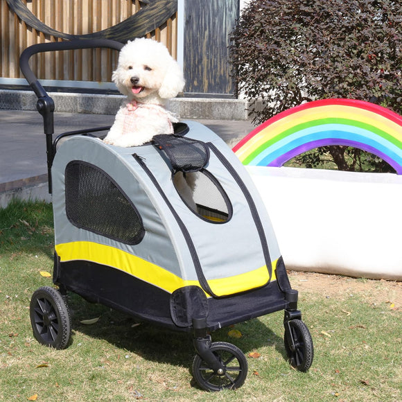 BingoPaw Hundebuggy Hundewagen 4 Rädern 3 Netzfenstern Transportwagen Hund Klein