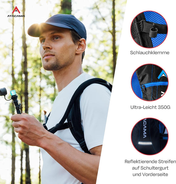 Atacama Trinkrucksack Laufrucksack ohne Blase Blau