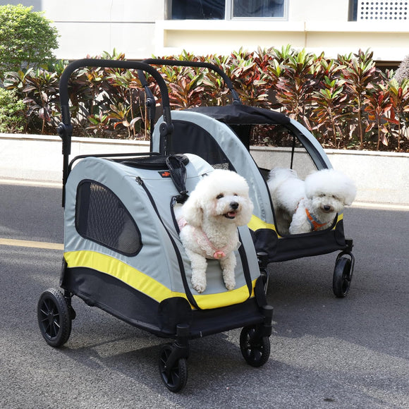 BingoPaw Hundebuggy Hundewagen 4 Rädern 3 Netzfenstern Transportwagen Hund Klein