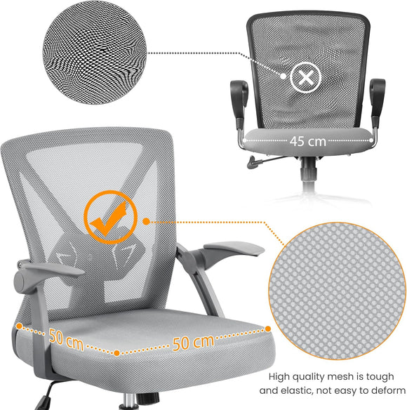 Yaheetech Bürostuhl Schreibtischstuhl Klappbare Armlehnen Drehstuhl Ergonomisch
