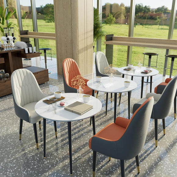 FATIVO Esstisch runder Esszimmertisch Küchentisch Marmor 80 cm Hochglanz Weiß