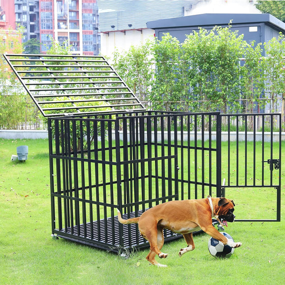 BingoPaw Hundekäfig XXL Transportbox Hundebox Metall mit 3 Türen und 4 Rollen