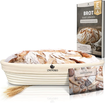 Exitoso Gärkörbchen Oval 35cm Peddigrohr Gärkorb für Brot Beige
