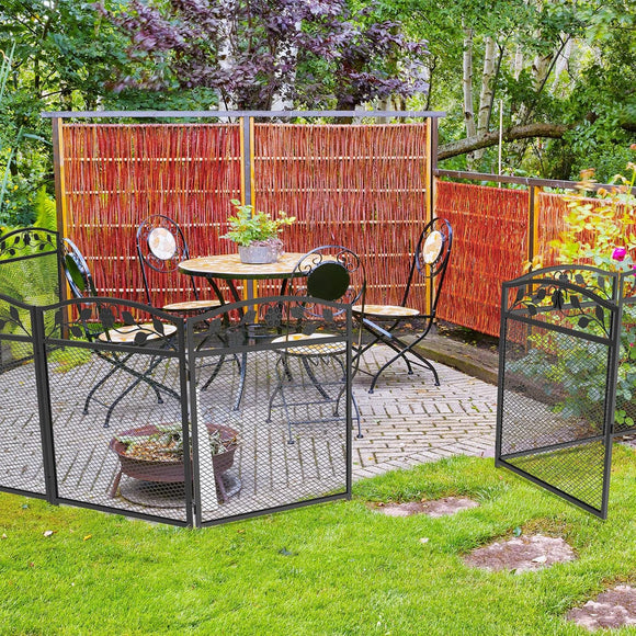 XXL Beetzaun aus Metall 5-teilig Gartenzaun Beetumrandung 110cm hoch Schwarz
