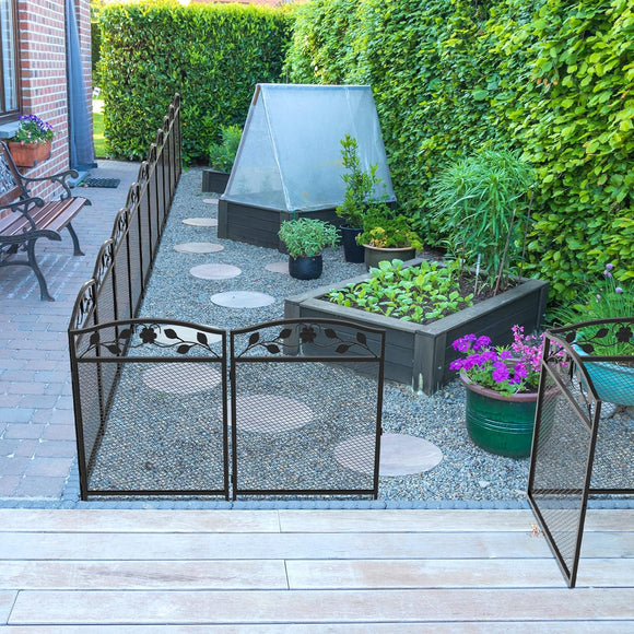XXL Beetzaun aus Metall 5-teilig Gartenzaun Beetumrandung 110cm hoch Schwarz