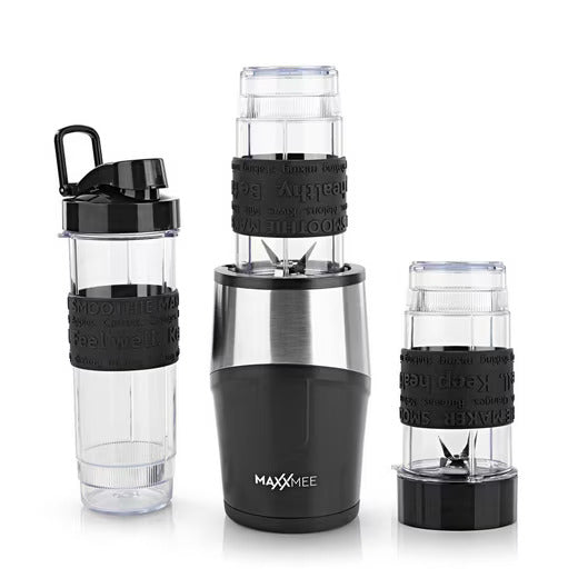 MAXXMEE Smoothie Maker Mixer 8-tlg. inkl. 3 Behälter 300W Schwarz