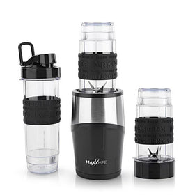 MAXXMEE Smoothie Maker Mixer 8-tlg. inkl. 3 Behälter 300W Schwarz