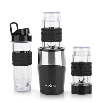 MAXXMEE Smoothie Maker Mixer 8-tlg. inkl. 3 Behälter 300W Schwarz