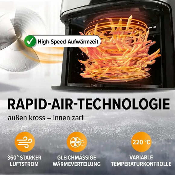 GOURMETmaxx Heißluft-Fritteuse Digital 6,2L 1500W mit 8 Programmen Schwarz