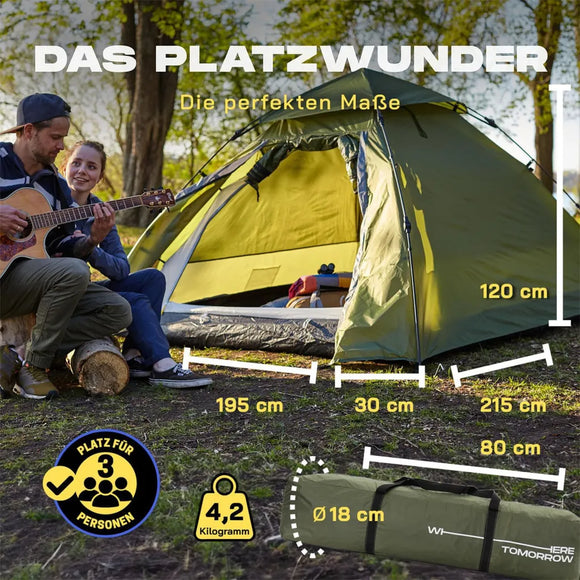 Lumaland Pop Up Kuppelzelt Wurfzelt 3 Personen