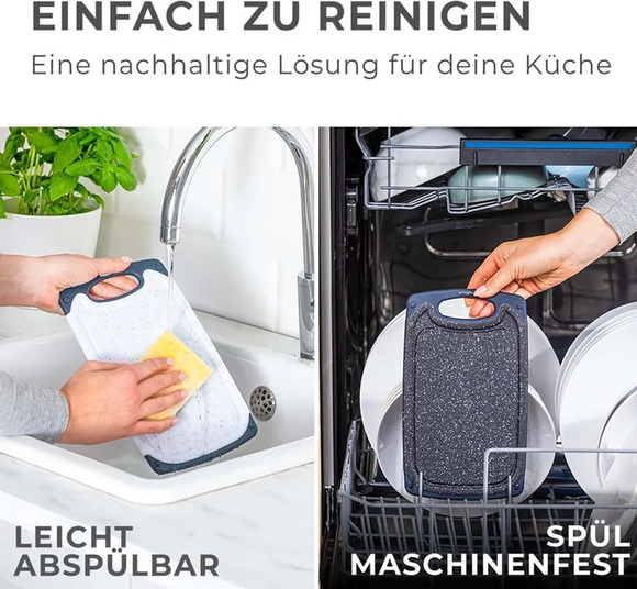 Exitoso Schneidebrett 3er Set Kunststoff Küchenbrett Hackbrett spülmaschinenfest