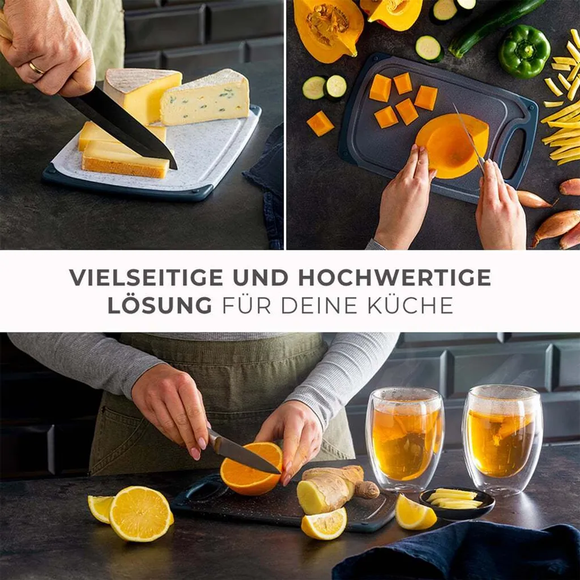Exitoso Schneidebrett 3er Set Kunststoff Küchenbrett Hackbrett spülmaschinenfest