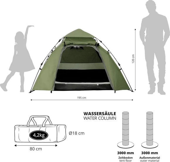 Lumaland Pop Up Kuppelzelt Wurfzelt 3 Personen
