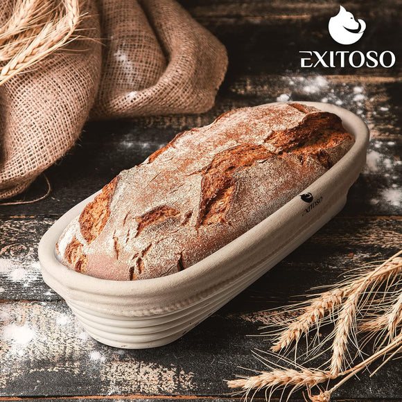 Exitoso Gärkörbchen Oval 35cm Peddigrohr Gärkorb für Brot Beige