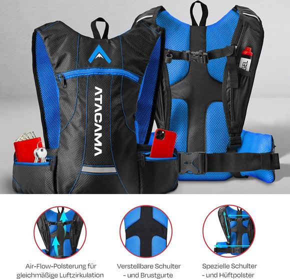 Atacama Trinkrucksack Laufrucksack ohne Blase Blau