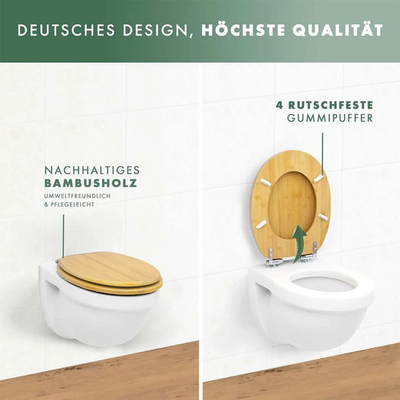 Benkstein WC Sitz Bambus Toiletten Deckel