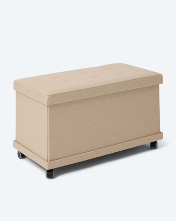 Kaufen beige Sitz- und Aufbewahrungsbank Hocker 2-Sitzer Faltbar mit Rollen Traglast 200 kg