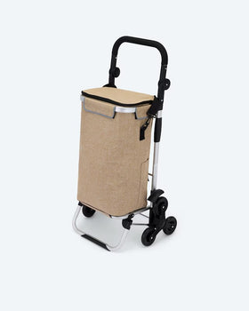 Kaufen beige Einkaufstrolley mit abnehmbaren Taschen 40L Volumen Faltbar Treppensteigerrollen