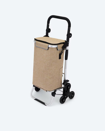 Kaufen beige Einkaufstrolley mit abnehmbaren Taschen 40L Volumen Faltbar Treppensteigerrollen