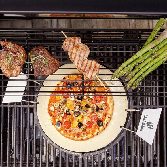 LANDMANN Pizzastein Brotbackstein 30,5 cm Backofen Grillstein Backstein Set