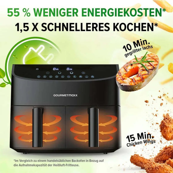 GOURMETmaxx Heißluftfritteuse Doppelkammer 7L
