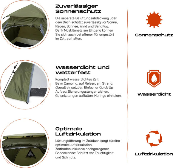 Lumaland Pop Up Kuppelzelt Wurfzelt 3 Personen