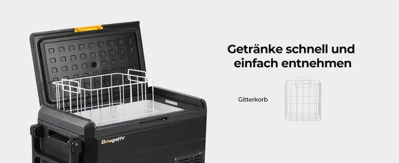 BougeRV CRS Kompressor Kühlbox 60L Griff Rollen Tragbar 230V Kühlschrank Camping