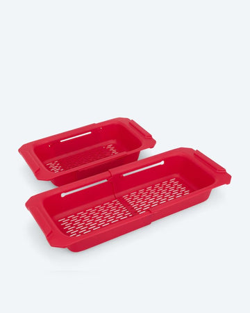 Kaufen rot 2x Spülsieb ausziehbar Abtropfsieb Spülbecken Sieb Gemüse Obst Küche Set